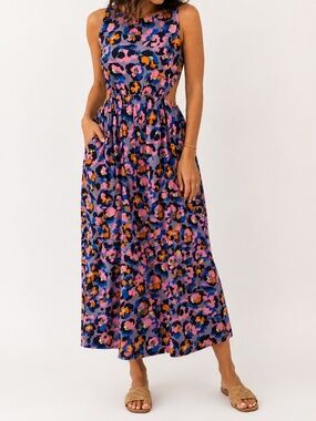 Peyton & Parker Floral Cutout Midi Dress Mommy & Me Blue Pink Med